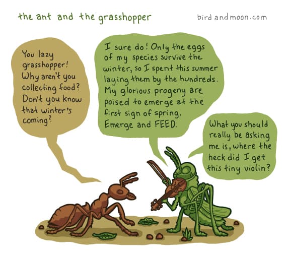 grasshopper and ant cartoon